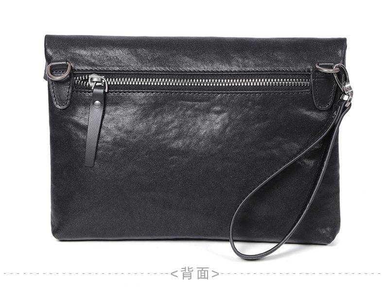 Túi đeo chéo nam da bò thuộc da thật kiểu thể thao, túi cầm tay nhỏ gọn 29×11×17 cm — Màu đen chi tiết 13