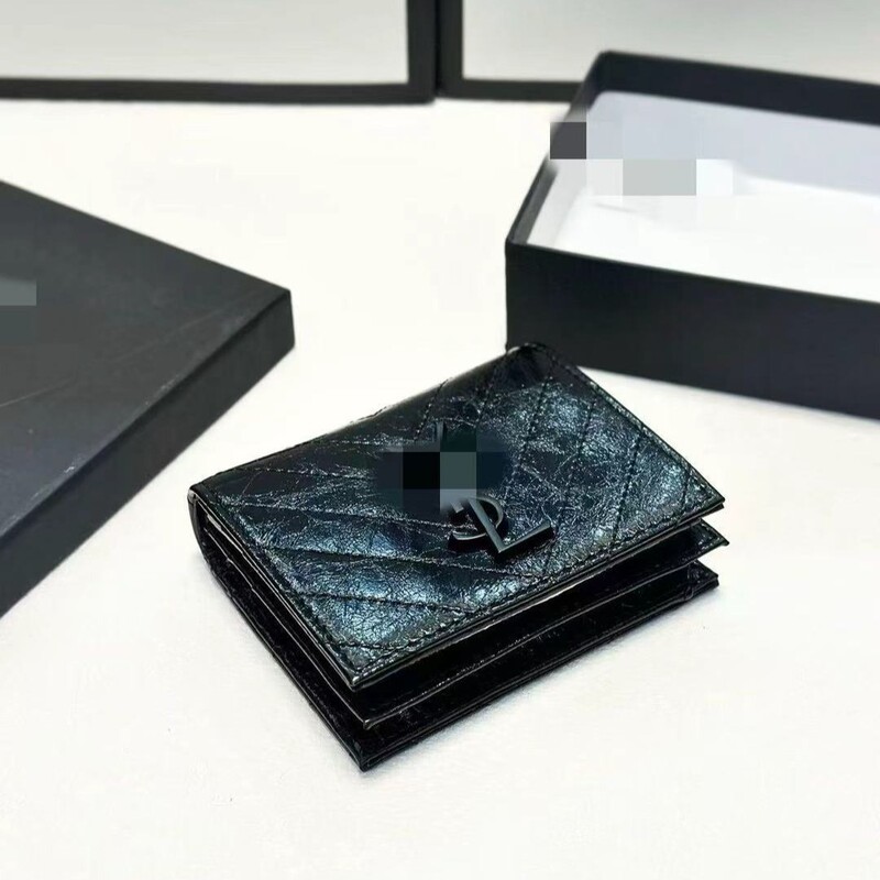 Oil Wax Long Clip Wallet High-End Texture Fashion Solid Color Card Holder Card Clip Women's Bag Classic High-End New Style