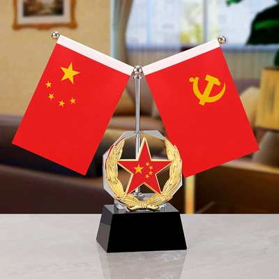 Creative Crystal Red Flag Decoration Car ornaments - black-crystal-bottom-hollow-five-pointed-star