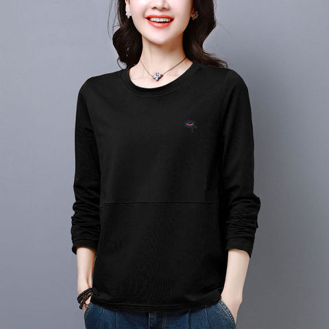 Large Size Women's Clothing Korean Style New Spring and Autumn Long-sleeved T-shirt Women's Loose Slim Belly Covering Base Top Chubby mmT-shirt Large Size Women's Clothing Korean Style New Spring and Autumn Long-sleeved T-shirt Women's Loose Slim Belly Covering Base Top Chubby mmT-shirt