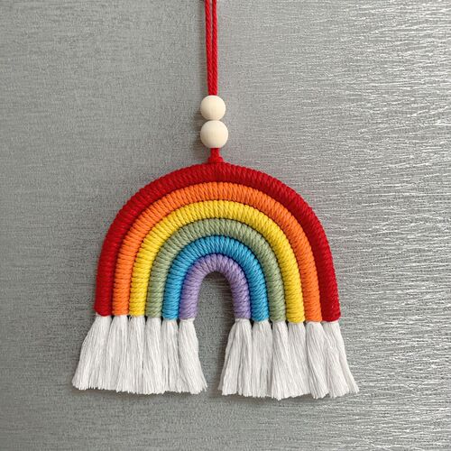 ins Nordic style rainbow color bell car hand-woven decorative pendant everything is successful wall hanging