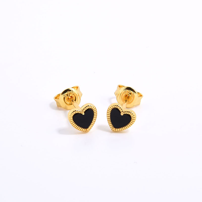 4g Weight 925 Sterling Silver Ear Needle Material Agate, Shell Inlay Material Ear Studs Classification 1 Pair Quantity Holiday, Daily Occasion 925 Sterling Silver Material Heart Shape Pattern Women's Gender Inlay Design Sweet, Simple Style Style 1 Pair 925 Sterling Silver Agate Shell Heart Shape Ear Studs 16