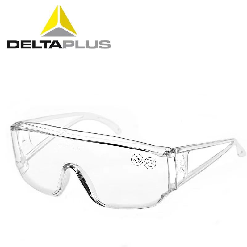代尔塔101114访客防冲击护眼镜防雾防刮擦防紫外线防护目镜透明款