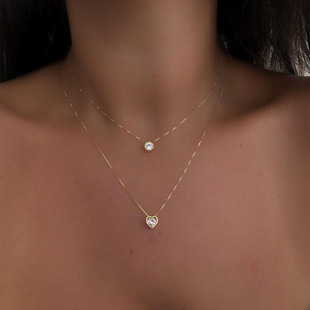 Alloy Necklace Wholesale European and American Cross-Border Popular Jewelry Fashion Multi-Layer Love Water Drop Pendant Retro Women's Clavicle Chain