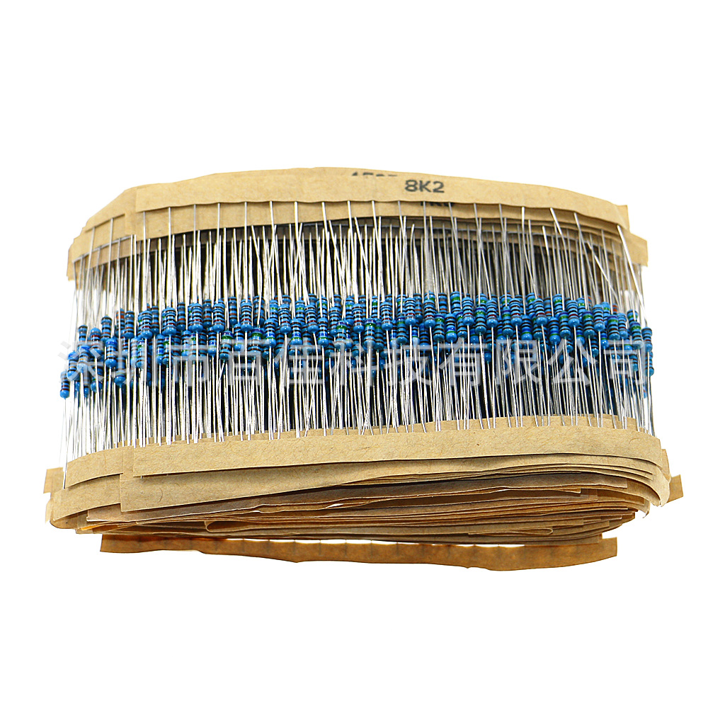 1000Pcs 50种阻值 1/4W金属膜电阻器电阻分类套件 精度1％