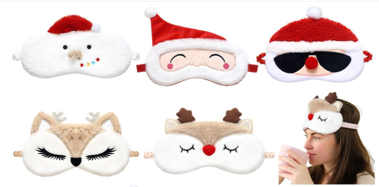 Santa muñeco de nieve dormir máscara de ojo de peluche de dibujos animados ciervo Navidad máscara de ojo Reno ELK divertido sombreado máscara de ojo