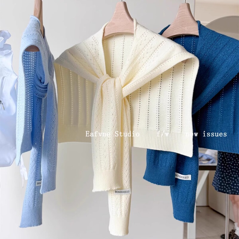 South Korea Dongdaemun 2025 Spring and Autumn New High-end Shoulder Red Twist Scarf Knitted Small Shawl