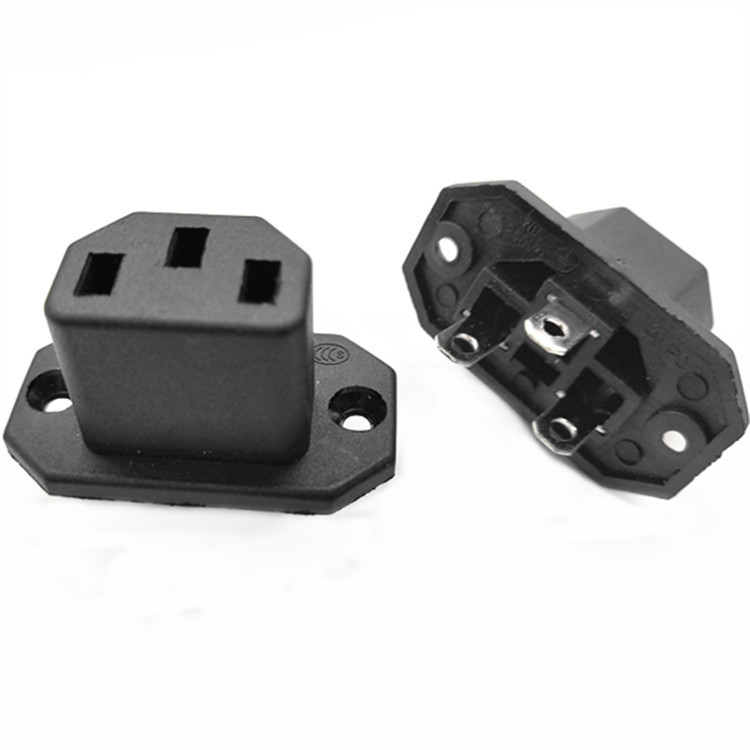 文杰现货AC-04品字型母座电源插座三脚全铜带螺丝孔 250V 10A