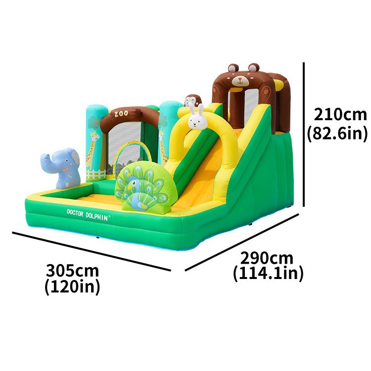 Doctor Dolphin Niños Castillo inflable Interior Pequeño castillo inflable Paraíso Castillo doméstico Cama de salto Combinación de tobogán Castillo