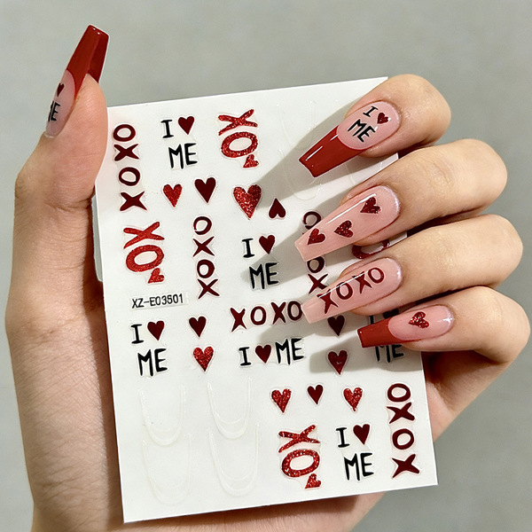 nail stickers for St. Valentine's Day