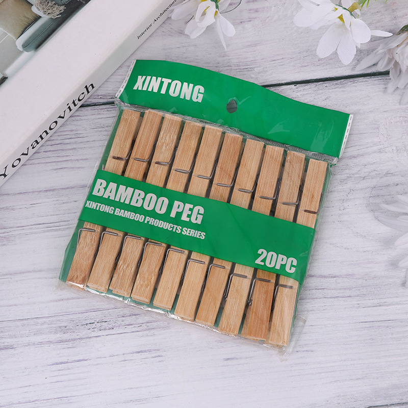 20 Pack Household Bamboo Clip Drying Clothes Socks Bamboo Clip Multifunctional Clothes Socks Bamboo Clip Bamboo Clothes Clip