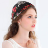 Summer brand headband, hair tufts, hair accessory, with embroidery, flowered, for every day