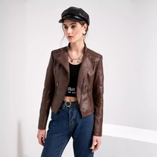 Exquisite leather jacket�ഺ����W��Ů�bƤ�¶̿�A����������