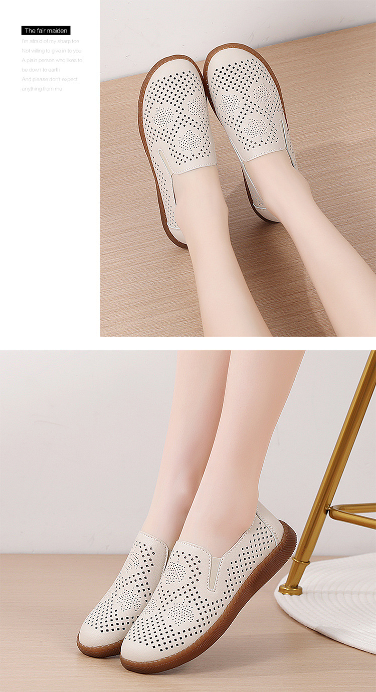 Lederschuhe für Damen Doudou-Schuhe mit Rindersehnensohle Mittleres Alter und Mutterschuhe Flache, rutschfeste Lederschuhe Weiche Sohlen werden der Schuhe nicht müde_voghion.com