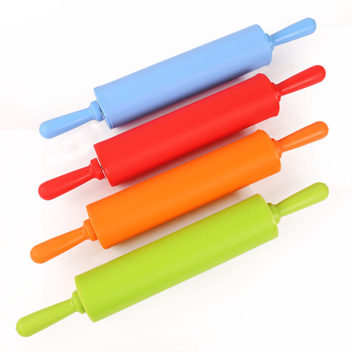 Dropshipping silicone rolling pin flour stick medium roller plastic head rolling pin suitable for children