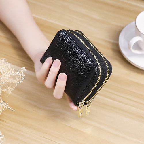 New creative large capacity double zipper accordion card holder European and American portable coin purse credit card holder advertising promotion