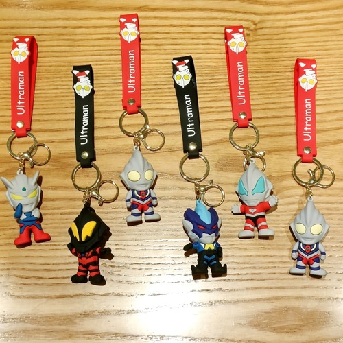 Ultraman Cartoon Keychain Cute Tiga Cerro Doll School Bag Key Chain Ring Pendant Doll Machine Small Gift