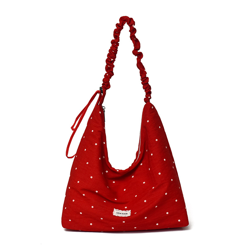 2026 New Korean Style Niche Polka Dot Shoulder Bag For Women Large Capacity Canvas Tote Bag Versatile Crossbody Bag - Thumbnail 5