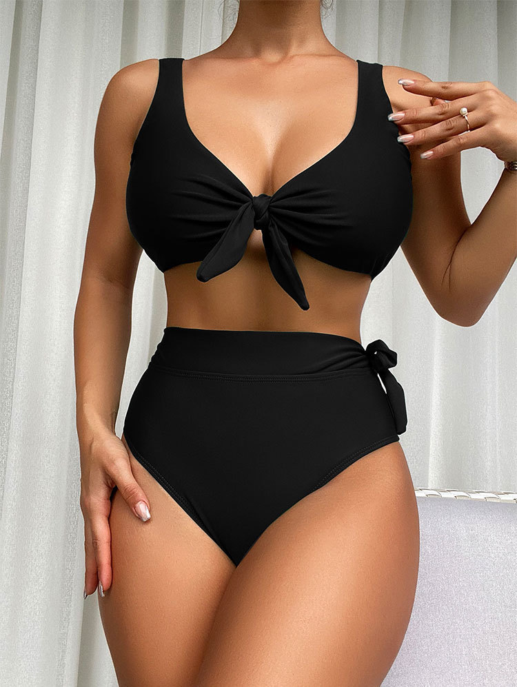 175g Weight Sexy Feel Of Sensation Mid Waist Panties Waist Bralette Bra Category Nylon Fabric Type split swimsuit Tops Type 2 Pieces Set Quantity Swimming Pool, Beach Occasion Solid Color Pattern Women's Gender Women's Solid Color 2 Pieces Set Bikinis Swimwear 7