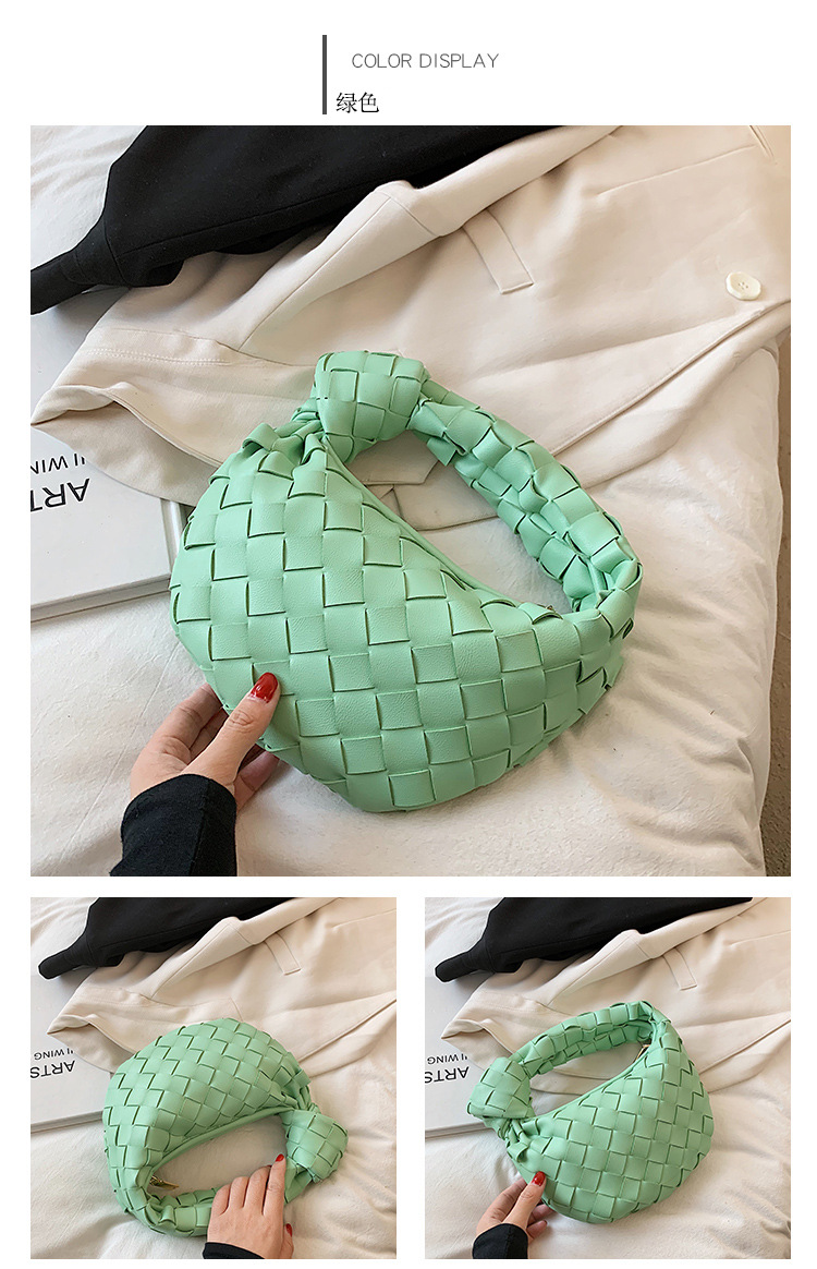 Solid Color Woven Knot Portable Croissant Bag Wholesale Nihaojewelry display picture 25