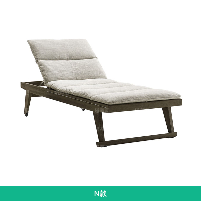 TECA al aire libre tumbado cama de ocio individual reclinable impermeable a prueba de sol piscina reclinable sofá cama de madera maciza muebles de patio image 20