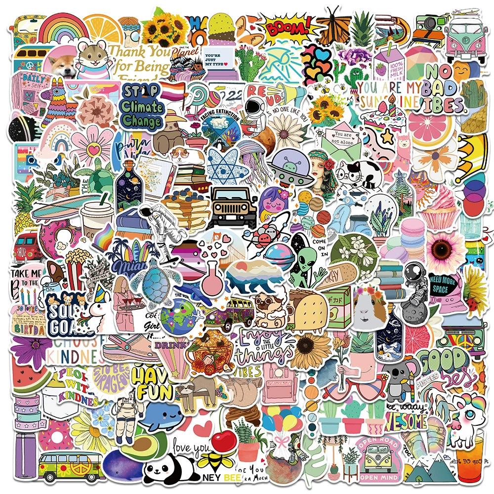 200 Amazon популярный мультфильм свежие наклейки граффити багаж ноутбук скейтборд наклейки на холодильник Новый