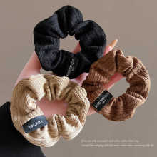 秋冬奶咖色布艺复古花纹大肠发圈女高马尾头花发绳皮套头绳发饰