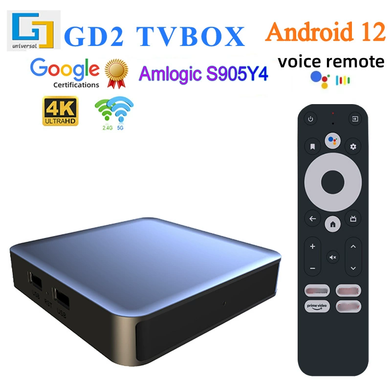 GD2 Google сертифицированная телевизионная приставка 2 32G ТВ коробка Android 12 Bluetooth HD 4K сетевой плеер оптом