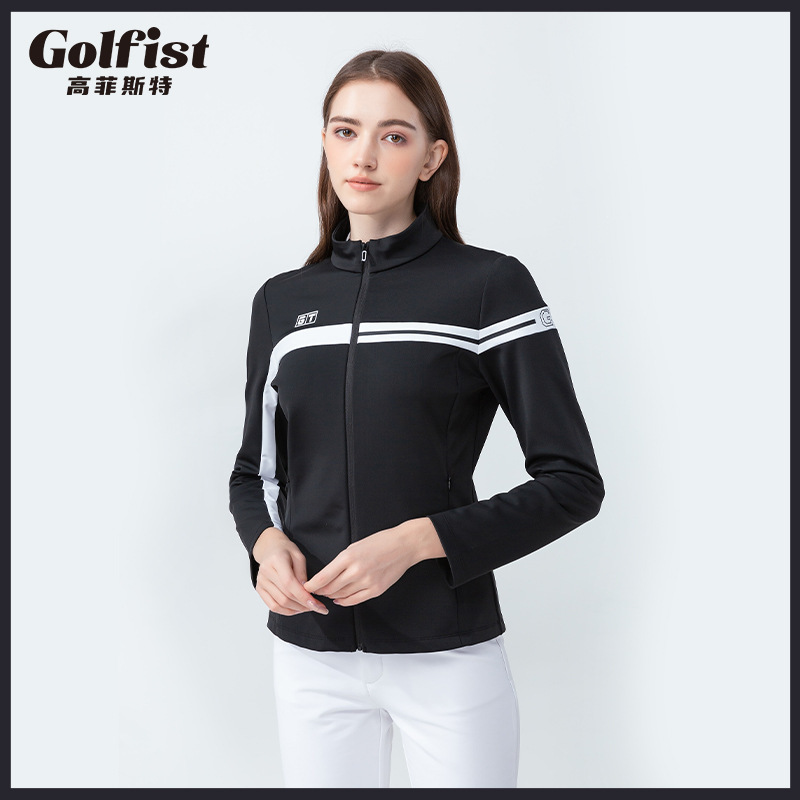 Golf Clothing Autumn and Winter Women's Long-sleeved Windbreaker Jacket Zipper Hot Drilling Cardigan Windproof Warm Sports Ball Clothes