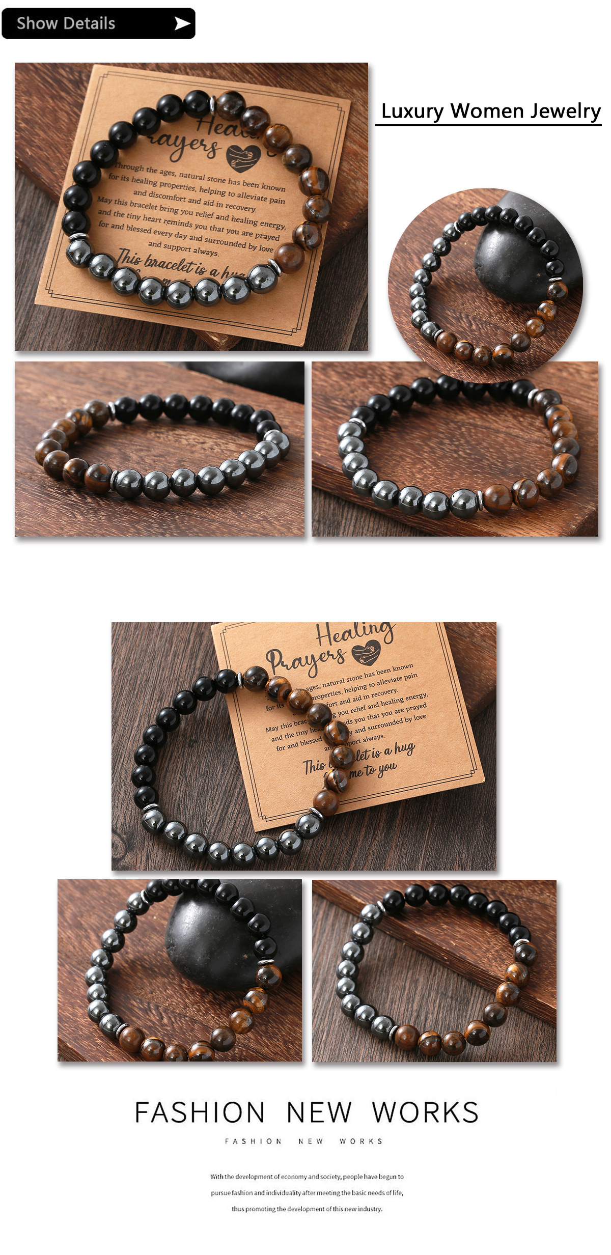 Herrenarmband Elastisch Mit Obsidian Und Gelbem Tigerauge_voghion.com