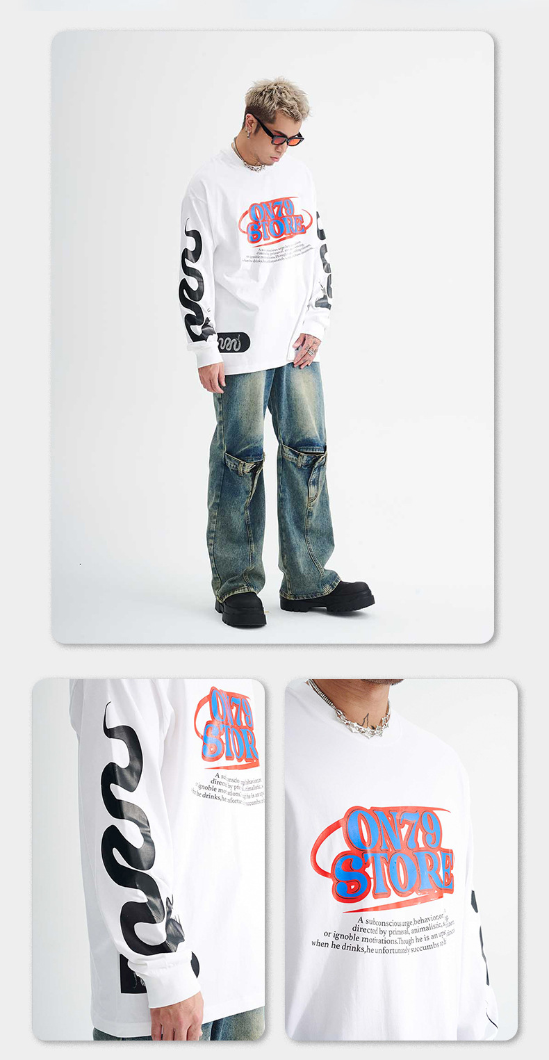 Women's Clothing VIVGAE national fashion brand design couple long sleeved autumn loose all match street round neck T shirt for men and women_voghion.com