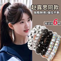 甜酷黑白彩色星星电话线发圈韩系甜美学院风扎头发圈马尾甜妹