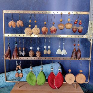 Plant Earrings Vintage Mori Pinecone Acorn Creative Long Wooden Natural Dried Fruit Tassel Ethnic Style Earrings