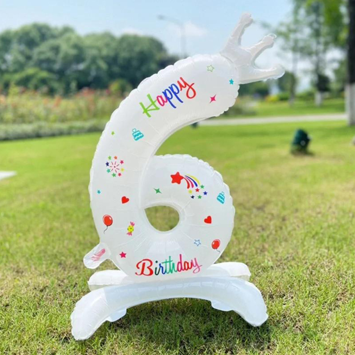 Globo de número de cumpleaños blanco, número de pie, venta al por mayor transfronteriza, globo de corona de fiesta de cumpleaños de película de aluminio de 32 pulgadas