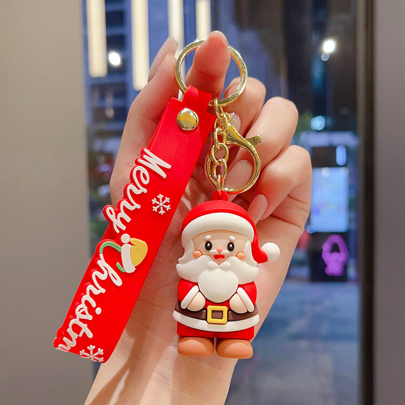 国境を越えたサンタクロースのキーホルダークリスマスペンダントクリスマスツリートナカイ人形バッグキーホルダープレゼント卸売り|undefined
