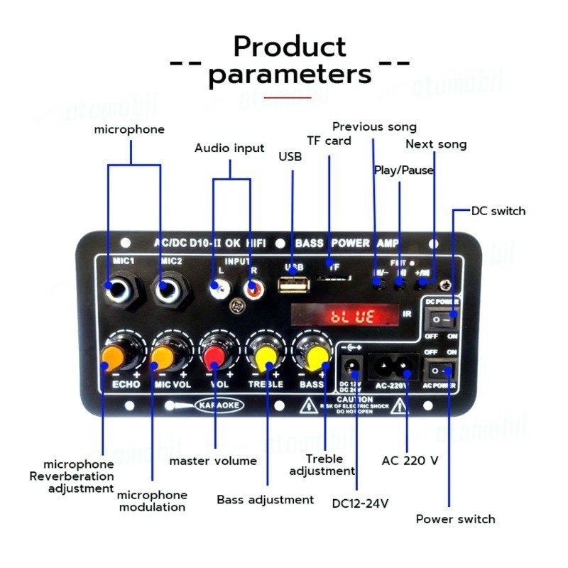 国境を越えたホット製品 12v24v220v ディスプレイ付き Bluetooth 車用サブウーファー アンプ ボード ホーム K ソング マイク|undefined