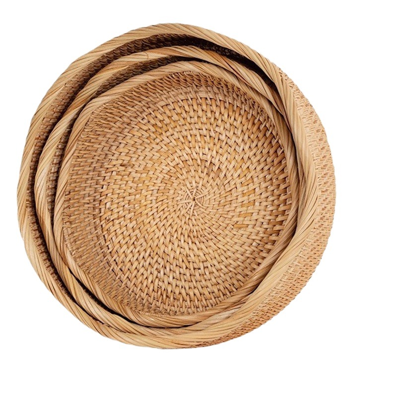 Vietnam ratán cesta de almacenamiento plato de fruta sala de estar hogar mesa de café snack caja de almacenamiento cesta de dulces cesta de frutas ins