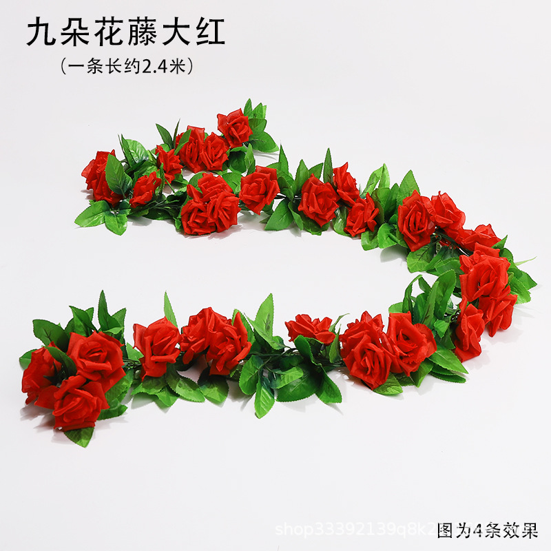 Boda flor artificial Rosa ratán flor artificial cama cabeza flor pared colgante hogar Decoración de la boda vid al por mayor