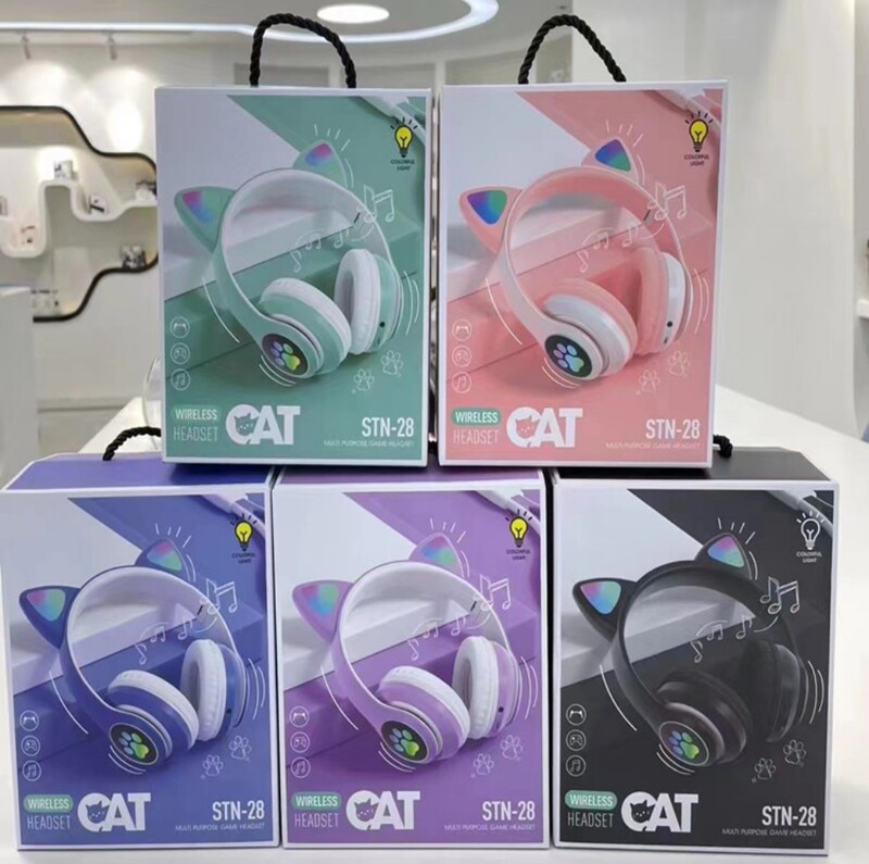 STN-28 cross-border headset bluetooth headset luminous cat ear wireless headset long endurance low latency explosions