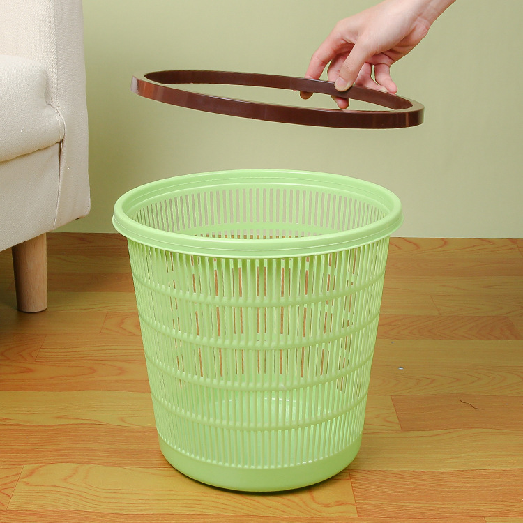Trash can without lid for bathroom, household kitchen hollow paper basket, office classification plastic PP waste bin