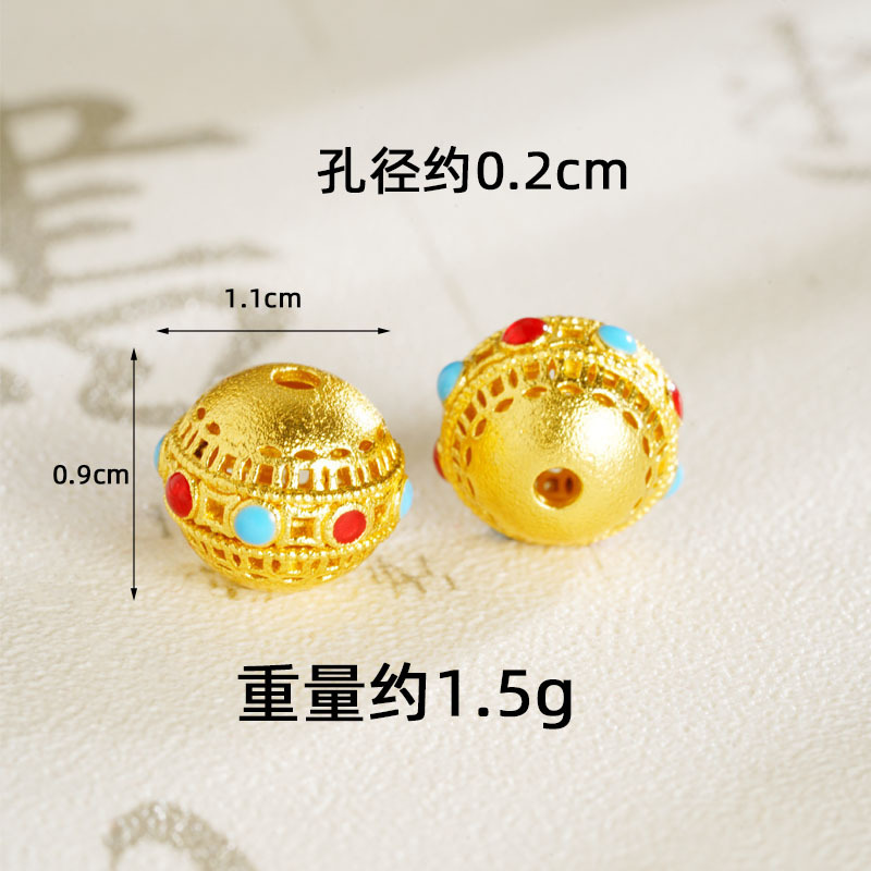 Guochao joyas de oro de arena de estilo antiguo de China perlas huecadas Fu ZiDi accesorios Yiwu joyas fuente al por mayor image 15