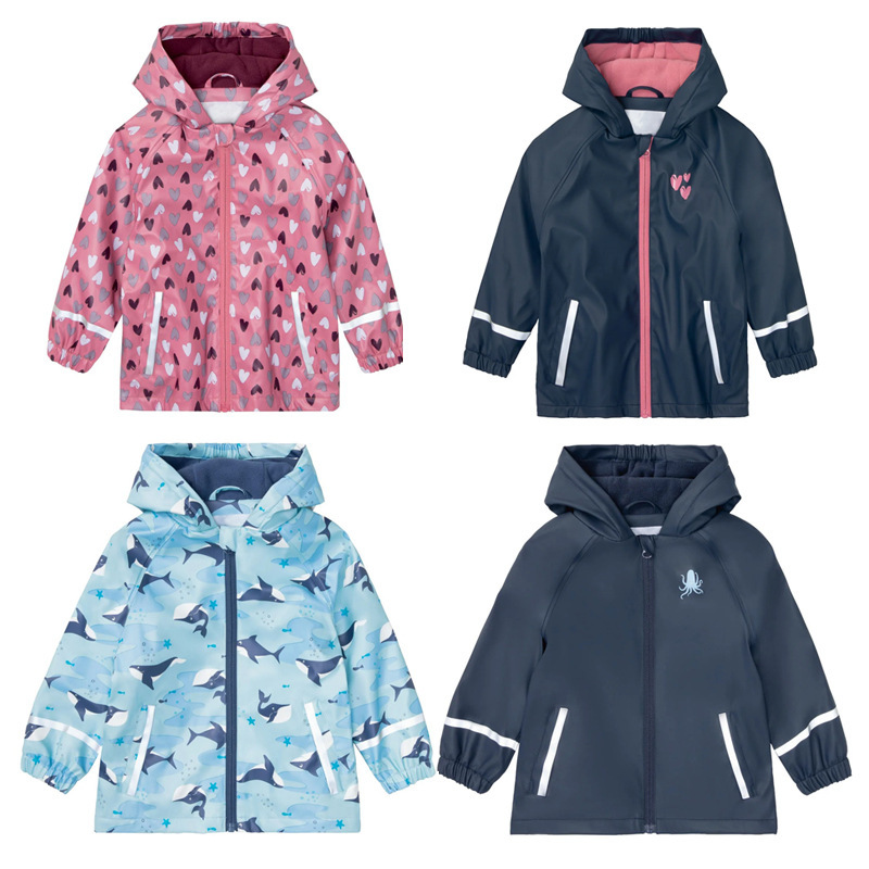 Children's Raincoat Spring & Fall Velvet Pu Top Boys and Girls Kindergarten Baby Waterproof Split Raincoat Jacket Children's Raincoat Spring & Fall Velvet Pu Top Boys and Girls Kindergarten Baby Waterproof Split Raincoat Jacket