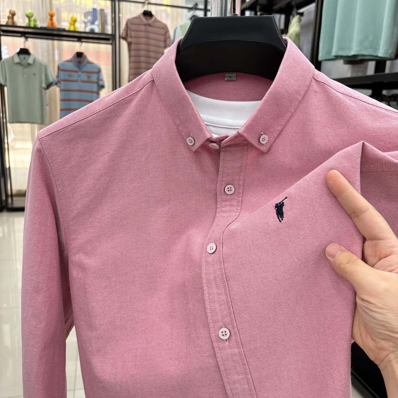 Embroidered Paul 100% Pure Cotton Men's Shirt, Heavyweight Autumn New Oxford Fabric Brushed Casual Long-Sleeve Shirt for Men Embroidered Paul 100% Pure Cotton Men's Shirt, Heavyweight Autumn New Oxford Fabric Brushed Casual Long-Sleeve Shirt for Men