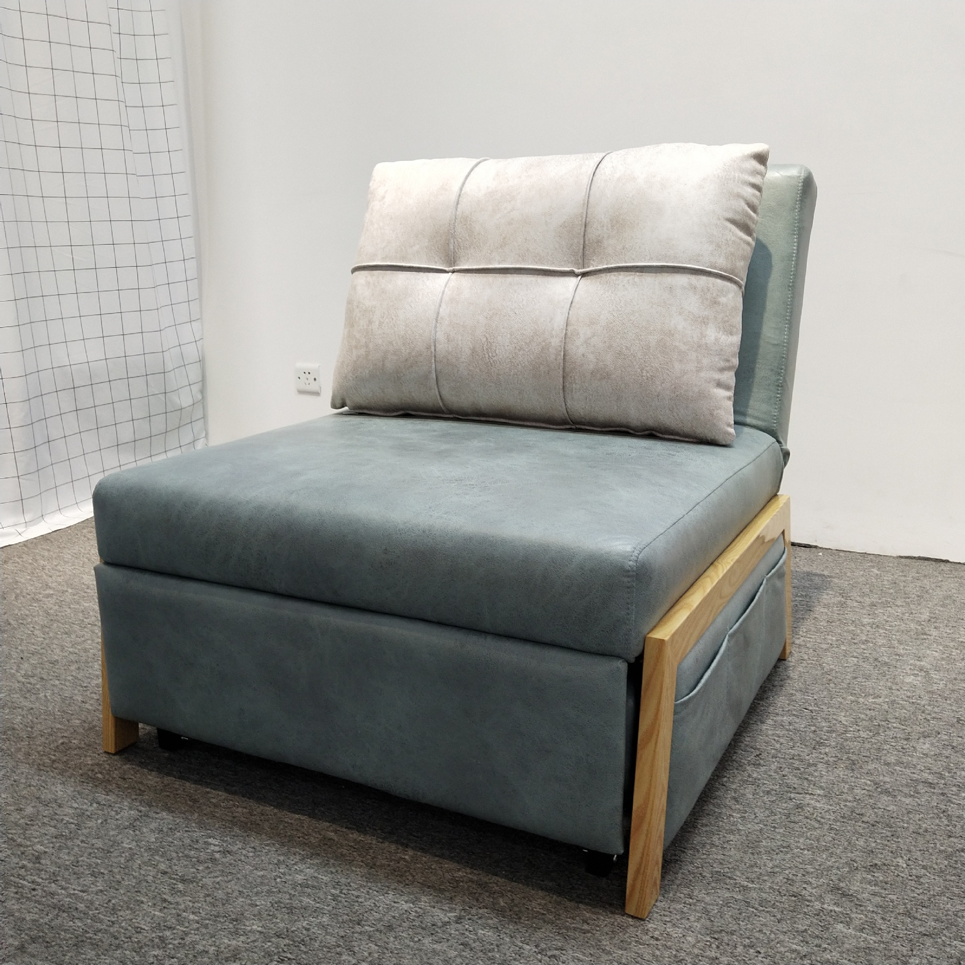 Tejido moderno simple y tecnológico sofá cama plegable para una sola persona, sala de estar de alquiler, sala de estudio multifuncional image 4