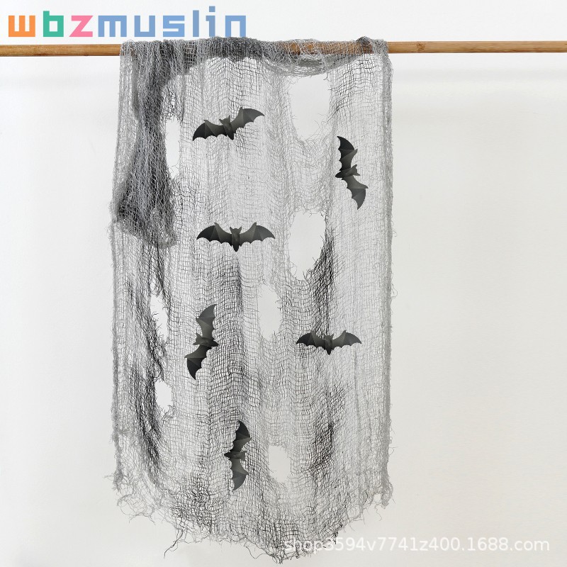 Decoración de Halloween gaza multicolor rover agujero colgar tela fantasma casa embrujada suministros de fiesta agujero de red