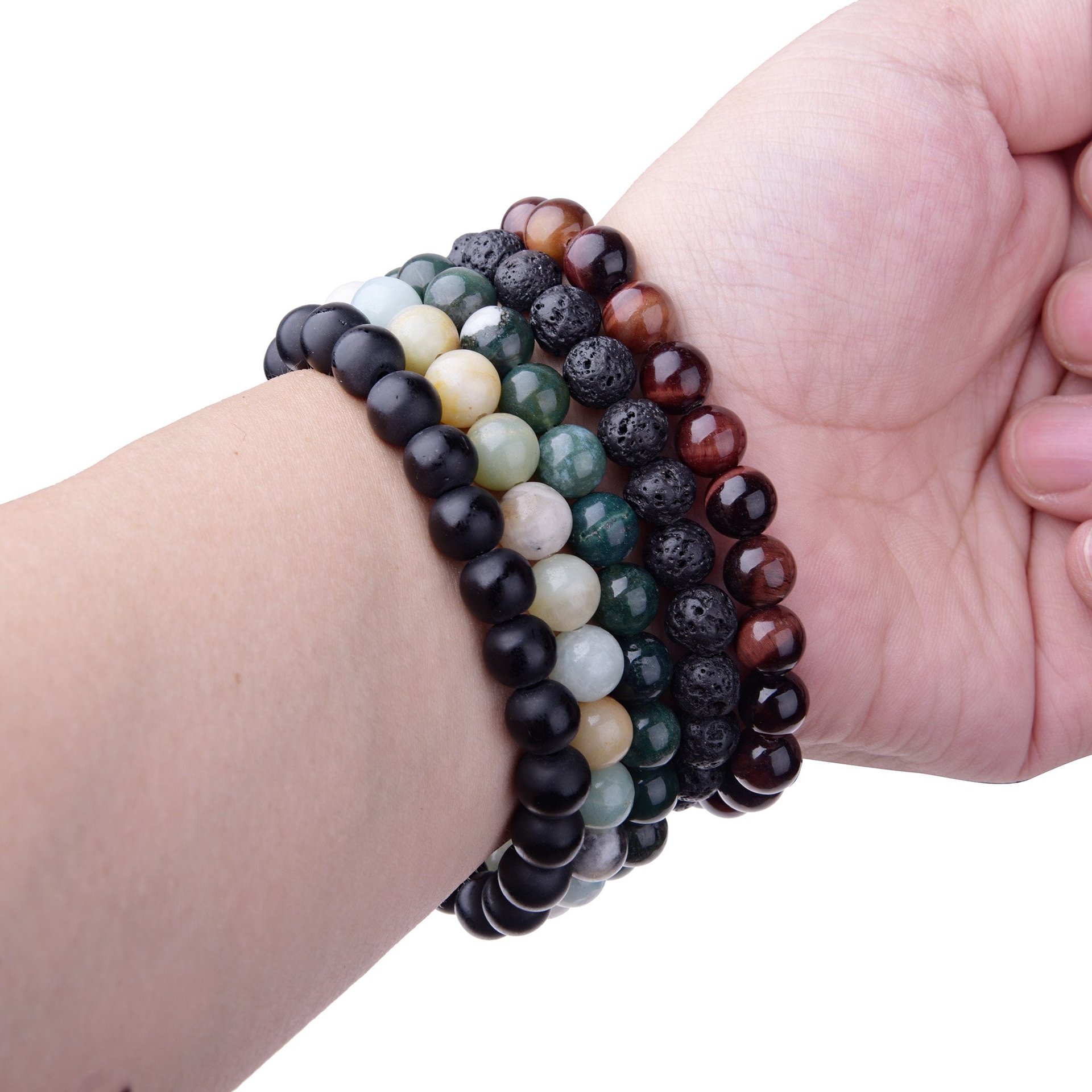 Ethnic Style Solid Color Natural Stone Agate Beaded Bracelets display picture 3