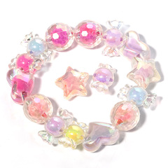 糖果色電鍍亞克力珠子塑料珠中珠DIY串珠發繩配飾散珠批發