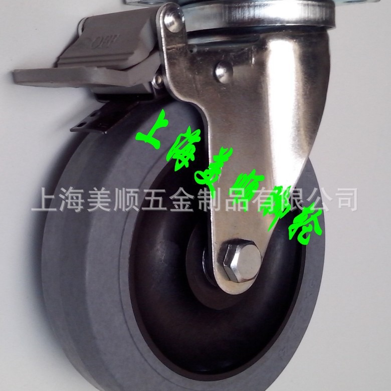 供应5寸平顶灰色导电防静电尼龙刹车脚轮