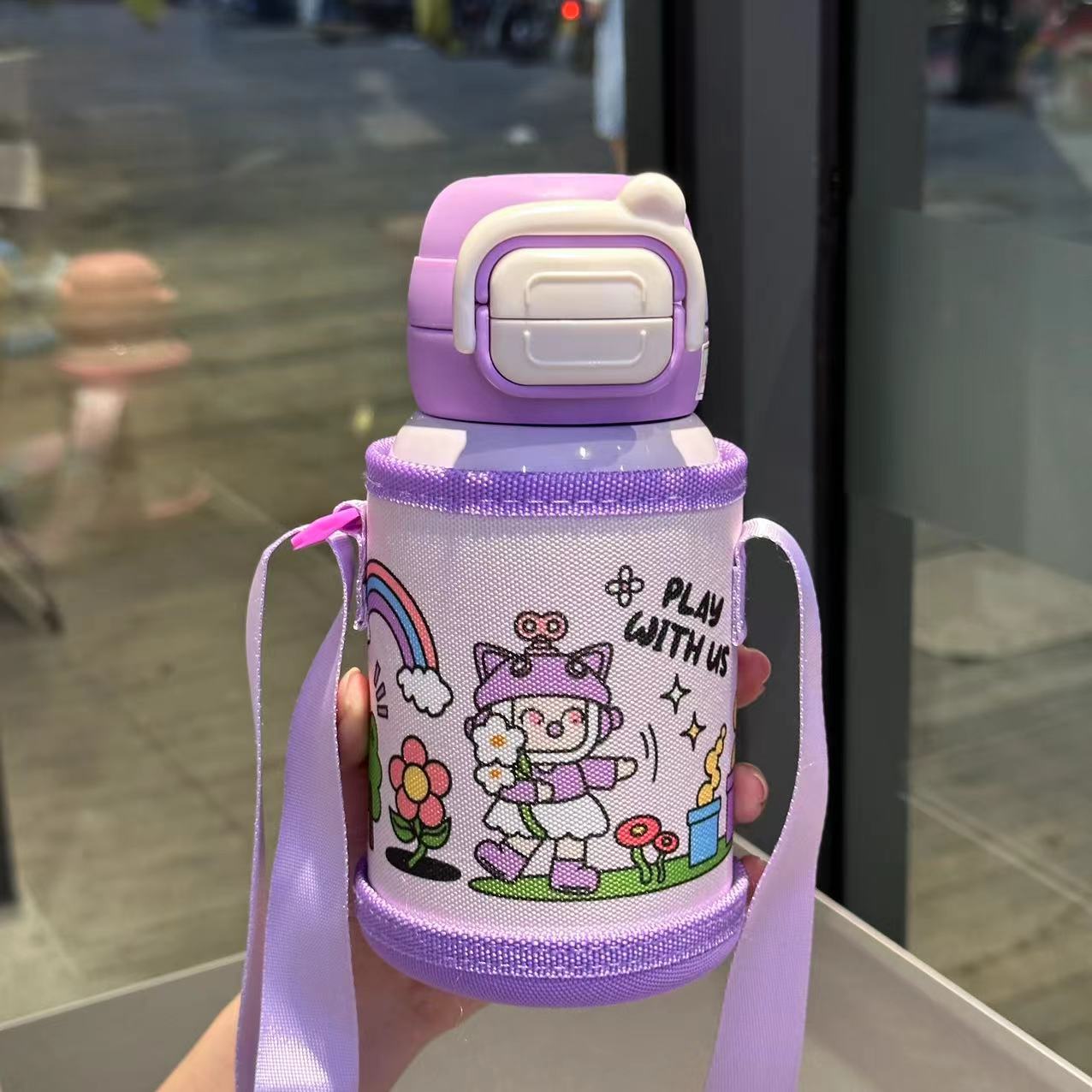 El nuevo termo de acero inoxidable 316 de gran capacidad de dibujos animados de doble bebida, los estudiantes van a la escuela linda taza portátil para el vientre grande
