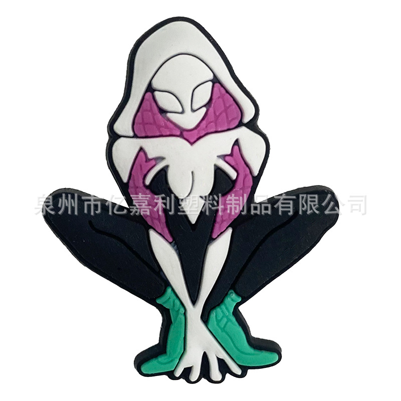 Superhéroe Spider-Man serie Anime agujero zapatos accesorios de jardín zapato flor accesorios de DIY Flor de zapato extraíble